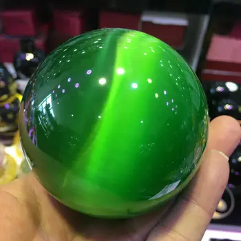 40-100mm Ritka Természetes Kvarc zöld Macska Szeme Kristály Gyógyító Labda Gömb 60mm + Állvány 5AAA 0