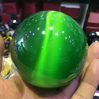 40-100mm Ritka Természetes Kvarc zöld Macska Szeme Kristály Gyógyító Labda Gömb 60mm + Állvány 5AAA 2