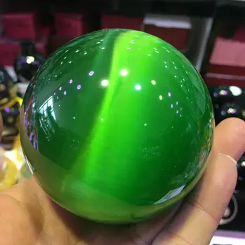 40-100mm Ritka Természetes Kvarc zöld Macska Szeme Kristály Gyógyító Labda Gömb 60mm + Állvány 5AAA 3