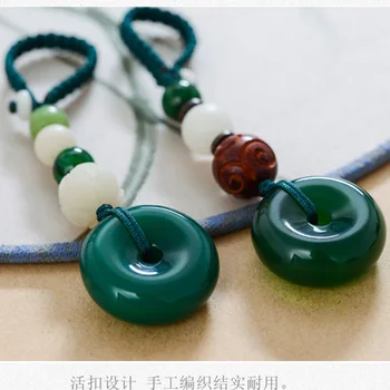 A zöld Jade Fánk Kulcstartó Divat Karóra Tervező kulcs birtokosa Keychains Ékszerek Luxus Ajándékok Férfiaknak Aranyos Achát Nők Heveder