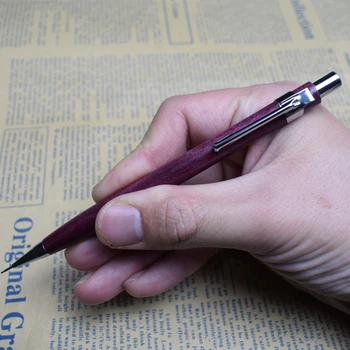 Kézzel készített Természetes Lila Fa Automatikus Ceruza 0.5 mm-es Ólom Utántöltő Írás Írószer, Kézzel Készült Auto Tollak, Irodai Iskolai felszerelés