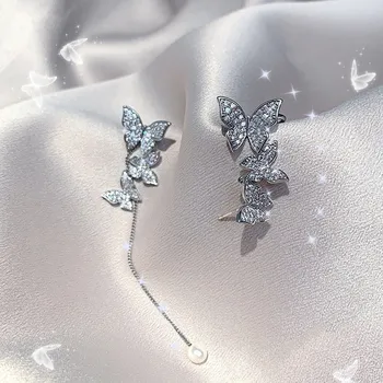 2021 Új Divat koreai Pillangó Tassel Fülbevaló Női Fül Bilincs Király Ékszerek Vintage Lánc, Fülbevaló Fél Ajándék