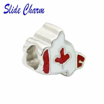 A nők a Divat DIY Szív alakú Térkép Hazafias Büszke arra, Hogy Kanada Zászló Ország Kanada Térkép gyöngyök Illik Pandora karkötő, nyaklánc