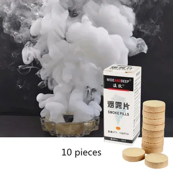 10db/Doboz Fehér Füst Torta Tabletták Mutatják Füst Bomba Isteni Halloween Fotózás Támogatás Dekorációs Eszköz Kellékek Kerek Fél DIY Dekoráció