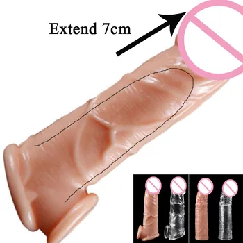 Meghosszabbítja 7cm Újrafelhasználható Óvszert a Pénisz Bővítés Ujjú Férfi Késleltetés Magömlés, Szexuális Játékszerek Férfiaknak Intim Áruk Szex Termékek