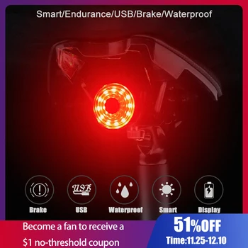 Az újratölthető Okos Kerékpár hátsó Hátsó Lámpa USB Vízálló LED Lámpa MTB Biztonsági Figyelmeztetés Kerékpározás Farok Kerékpározás Farok hátsó Lámpa