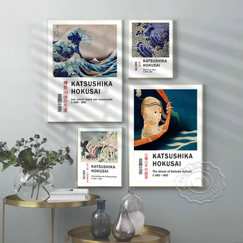 Katsushika Hokusai Vintage Művészeti Kiállítás, Múzeum, Nyomatok Poszter, Katsushika Japán Ukiyoe Art Print, Retro Díszítő Festés