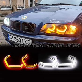 4x SMD Fehér Sárga LED Angel eyes M4 Fényszóró Szett BMW F30 F31 F34 F10 F13 F18 F22 M2 M3 M4 M5 E90 E81 Autó DRL indexet
