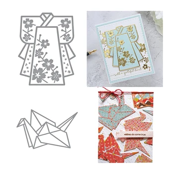 Meghalni Vágások Kártya Ruhákat Japán Kimono Origami Daru Stencil DIY Scrapbooking fotóalbum Tiszta Bélyegek Dombornyomás