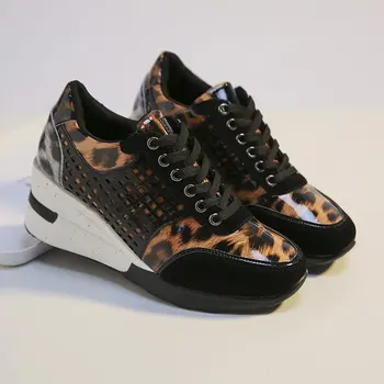 Cipők 2021 Őszi Divat Méret 44 Leopárd Alkalmi Cipő Női Üreges Bling Cipő Női Ék Cipő, Platform Cipők Zapatos 0