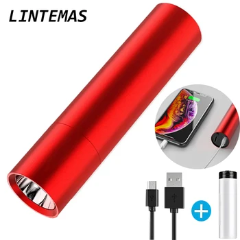 Teljesítmény Bnak Elemlámpa, Hordozható Alumínium Mini USB Töltő Led-es zseblámpa, Többfunkciós Vakító Ultra Fényes fáklya, Kemping lámpás 0