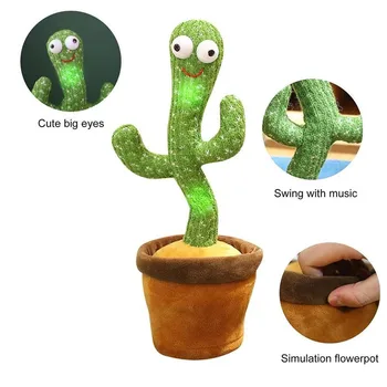 Vicces 32cm Elektromos Tánc Növény Kaktusz Plüss Plüss Játék, a Zene, a Gyerekek, a Gyermekek Ajándékok Otthoni Irodai Dekoráció 4