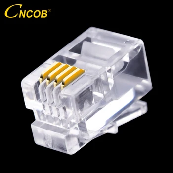 CNCOB 4P4C RJ9 telefon kézibeszélő csatlakozó 4-core audio csatlakozó 4-vezetékes csatlakozó aranyozott réz-100-as chip