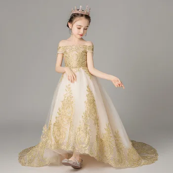 Robbanás modellek gyermekek hercegnő lányok záró ruha szülinapi virág lány esküvői ruha kislány zongora jelmez