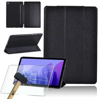 Tri-fold Flip Tablet Állvány tok Samsung Galaxy Tab A7 2020 T500 T505 10.4/Lap Egy 10.1 2019 T510 T515 PU Bőr+Edzett Film