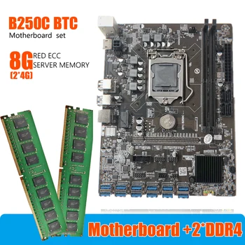 B250C BTC 12x Bányászati USB3 Alaplap.0 PCI-E 16X G3900 CPU Processzor DDR4 Memória Kit Támogatás LGA 1151 Gen 6/7 Alkalmas Bányász