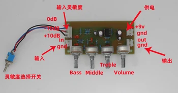 DIY kézi hordozható gitár hangszóró előtti tuning testület három szakaszban EQ alkalmazkodási pre-amp áramkör 2