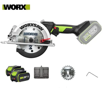 Worx WU535 Brushless Motor 140MM Akkus körfűrész 45 /90 Fokos Vágás Powershar a 5.0 AH Akkumulátor Elektromos Eszközök 0