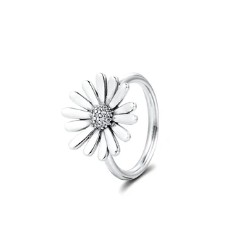 Pave Százszorszép Virág Nyilatkozat Gyűrű Ezüst Nő Gyűrűk Ékszerek Készítése 925 Eredeti Ezüst Ékszerek, Töltsük Fel A Nő Az Ajándék Gyűrű