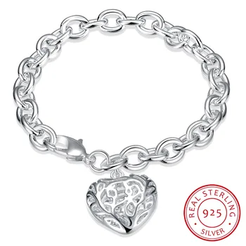LEKANI a Nők Finom Ékszerek 925 sterling ezüst Üreges szív Charm 8