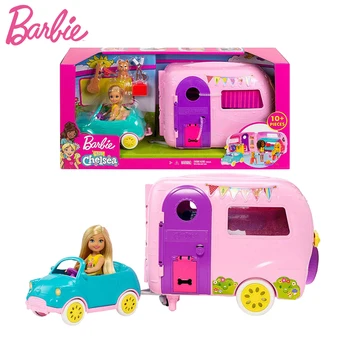 Barbie Chelsea-t Táborozó Playset Kiskutya Autó Tartozékok Átalakuló Táborozó Szuper Kaland Baba Játékok FXG90