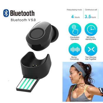 Mini Láthatatlan Bluetooth Fülhallgató V5.1 Vezeték nélküli Sztereó Fejhallgató Beépített Mikrofon, USB Mágneses Töltés Dock-In-ear Autós Headset