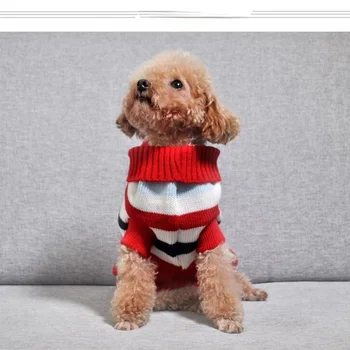 Kutya ruha pulóver őszi-téli meleg ruhát mélypont ing Karácsonyi szarvas macska kötés Teddy Pomerániai szarvas kutya nettó piros 1