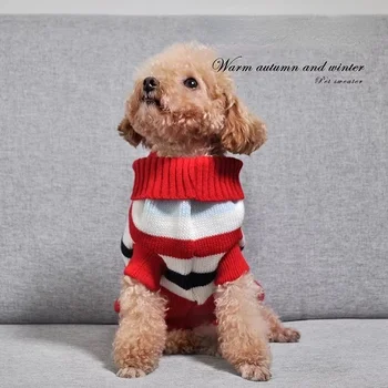 Kutya ruha pulóver őszi-téli meleg ruhát mélypont ing Karácsonyi szarvas macska kötés Teddy Pomerániai szarvas kutya nettó piros 4