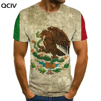 QCIV Márka Mexikó póló Férfi Nemzeti Zászló Anime Ruhát Állat Tshirts Alkalmi Sas Vicces póló Férfi Ruházat, póló, Új 0