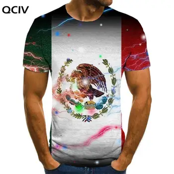 QCIV Márka Mexikó póló Férfi Nemzeti Zászló Anime Ruhát Állat Tshirts Alkalmi Sas Vicces póló Férfi Ruházat, póló, Új 3