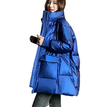 Meleg Divat Nagy Méretű koreai Verzió Női Kabát 2022 Új Téli Trend Fehér Kacsa Le Fényes Női Kabát NBH226 0