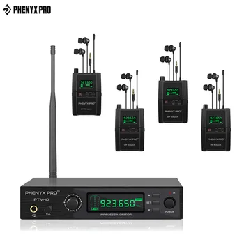 Phenyx Pro UHF Vezeték nélküli Sztereó Fülbe Audio Monitor-Rendszer 4 Bodypack Vevők Választható Frekvencia 900MHz Zenekar Rack Szerelhető