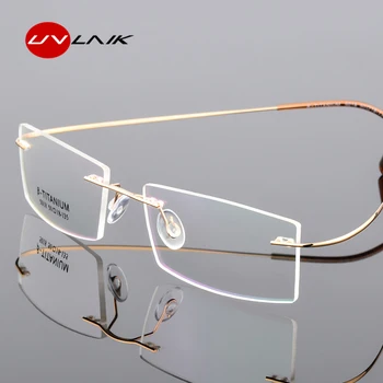 UVLAIK Szuper Elasztikus Titán Szemüveg Keretek Férfiak Üzleti Alufelni Optikai szemüveg, Férfi Egyéni Rövidlátás Receptet Látvány
