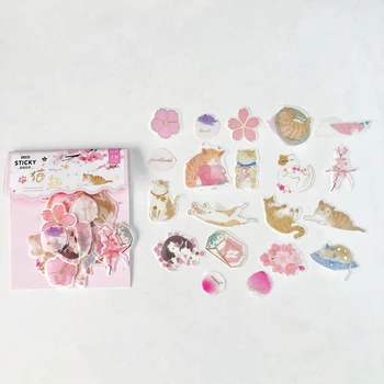 40 db /Zsák Sakura Macskák Papír Dekoratív Napló Notebook Album Matrica Dekoráció 1