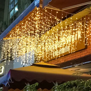 Thrisdar 4M Jégcsap Fények, 96 LED Karácsonyi String Fények Esküvői Tündér Garland Fény a Kert Kerti Tető Eresz Fali Dekoráció