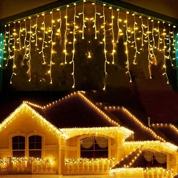 Thrisdar 4M Jégcsap Fények, 96 LED Karácsonyi String Fények Esküvői Tündér Garland Fény a Kert Kerti Tető Eresz Fali Dekoráció 1
