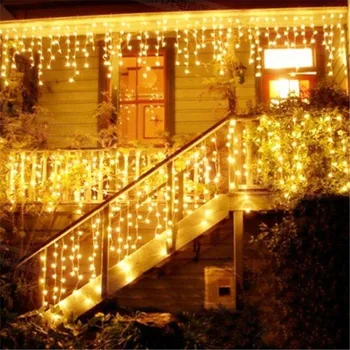 Thrisdar 4M Jégcsap Fények, 96 LED Karácsonyi String Fények Esküvői Tündér Garland Fény a Kert Kerti Tető Eresz Fali Dekoráció 3
