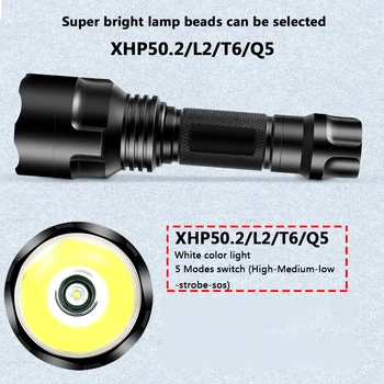 Új XHP50 LED-es elemlámpa Zseblámpa C8 5 Mód XM-L2 T6 Q5 Nagy teljesítményű Lámpa Szuper Fényes Hordozható Led Fény a Kemping halászat 1