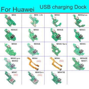 A Huawei nova 2 2 3 3E 4 4 5 6 7 E én SE Plus Pro USB töltő Dokkoló Port Csatlakozó Tábla Alkatrészek Flex Kábel