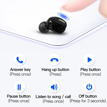 Lítás, Vezeték nélküli Fülhallgató zajszűrő Bluetooth 5.0 Fejhallgató Sztereó Kihangosító Headset TWS Fülhallgató Mikrofonnal iPhone 3