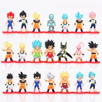 16pcs/set Anime Dragon Ball Ábra Öltöny 21Pcs/set Super Saiyan Goku Vegeta Trunks Majin Buu PVC Cselekvési Modell Fiú Játék, Ajándék