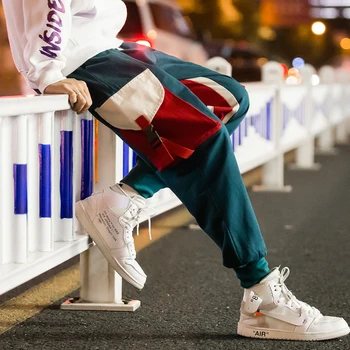 Alkalmi, Futó Nadrág Japán Streetwear Nadrág 2021 Színes Blokk Hárem Nadrág Oldalán Csíkos Melegítőben Patchwork
