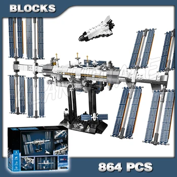 864pcs Ötletek Sorozat Nemzetközi űrállomás ISS Mini Space Shuttle 50005 Modell építőkövei Fiúk Kompatibilis Tégla