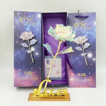 Valentin Nap Kreatív Ajándék 24 KARÁTOS Fóliás Bevonatú Rose Gold Rose Örökké Tart a Szerelem Esküvői Dekoráció Szerető Világítás Szimuláció Virág 3