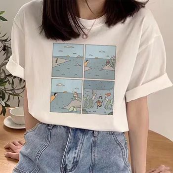 Sellő Eszik meg az Embert Váratlan Eredmény Póló Nők Új Nyári Rajzfilm Alkalmi póló Harajuku Vintage Esztétikai Vicces Tshirt