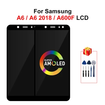 A600F Super AMOLED Samsung Galaxy A6 2018 A600 LCD Érintőképernyős Kijelző Digitizer Csere Alkatrészek SM-A600FN LCD Képernyő