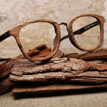 Férfiak, Nők Rövidlátás szemüveg Fa Keret, Átlátszó Lencsék, Márka, Design Szemüveg 5