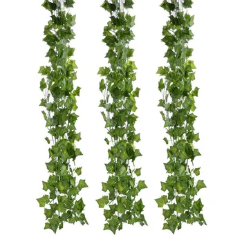12db 2.3 M Ivy green Hamis Levelek Garland Növény Szőlő Lombozat lakberendezés Műanyag Rattan string Fali Dekor Mesterséges Növények 0