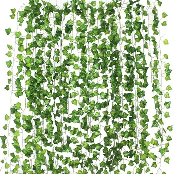 12db 2.3 M Ivy green Hamis Levelek Garland Növény Szőlő Lombozat lakberendezés Műanyag Rattan string Fali Dekor Mesterséges Növények 4