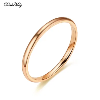 DarkMag Rozsdamentes Acél Gyűrűk Rose Gold Anti-allergia Sima Egyszerű Esküvői Párok Gyűrűk Bijouterie